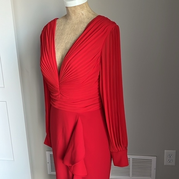 NWT Badgley Mischka Wrap-Look Ruffle Day Dress Size 8 - Picture 8 of 10